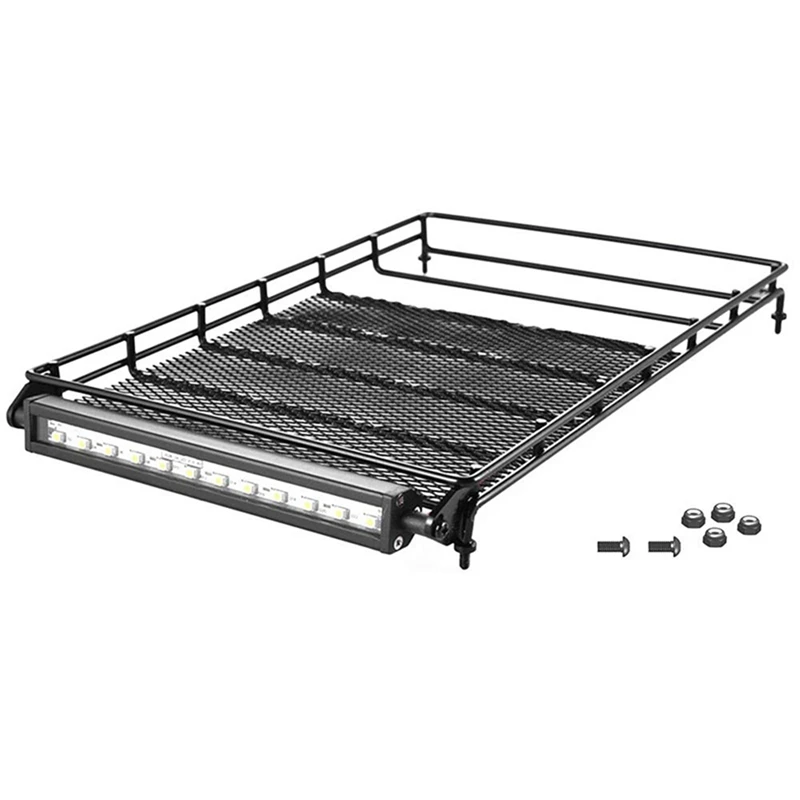 Metal Luggage Carrier Roof Rack With LED Light Bar P860016 For RGT EX86100 86100 1/10 RC Crawler Car Upgrade Parts