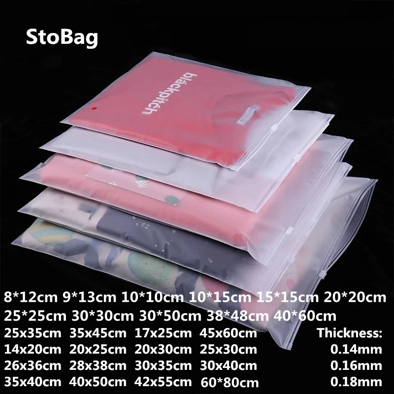 

StoBag 10pcs Double Face Frosted Zipper Lock Self Seal Bags Travel Storage Clothes Packaging Supplies Custom Logo(Extra Fee)