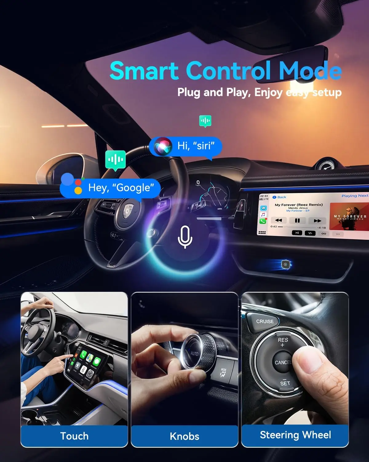 2026 Ultra Mini Wireless Carplay Adapter for iPhone & Android Auto USB for Apple Car Play Dongle Plug & Play for iOS , Android - view 4
