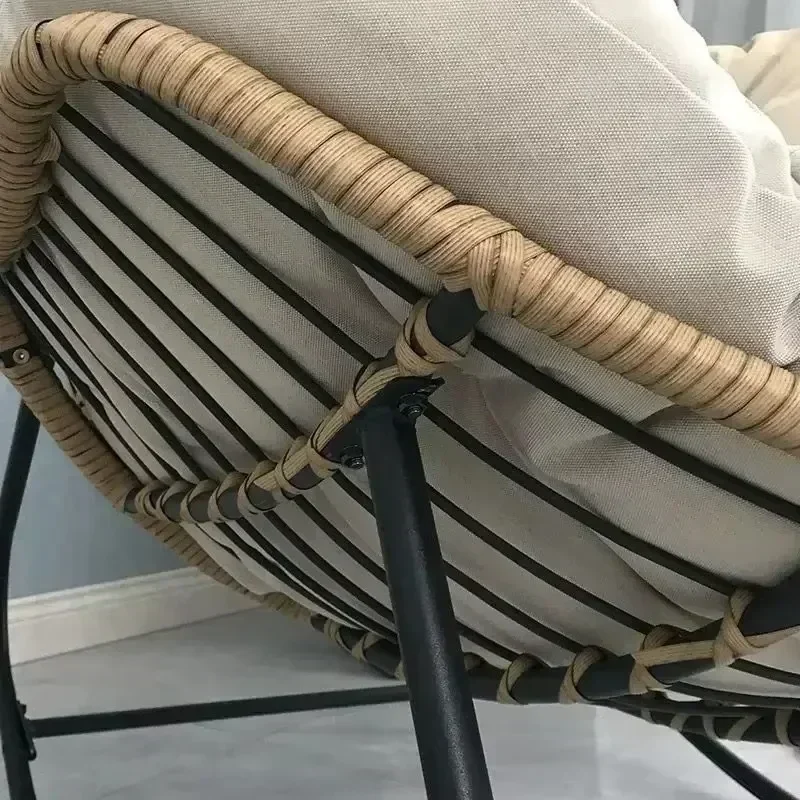 Fauteuil à bascule en rotin tissé pour adultes, canapé paresseux, forme de accent d\'oiseau, salon, balcon, sieste, petit appartement