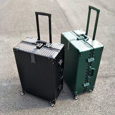 (26) Retro aluminum frame suitcase for men, silent 22-inch code mother-and-child 24-inch suitcase trolley case