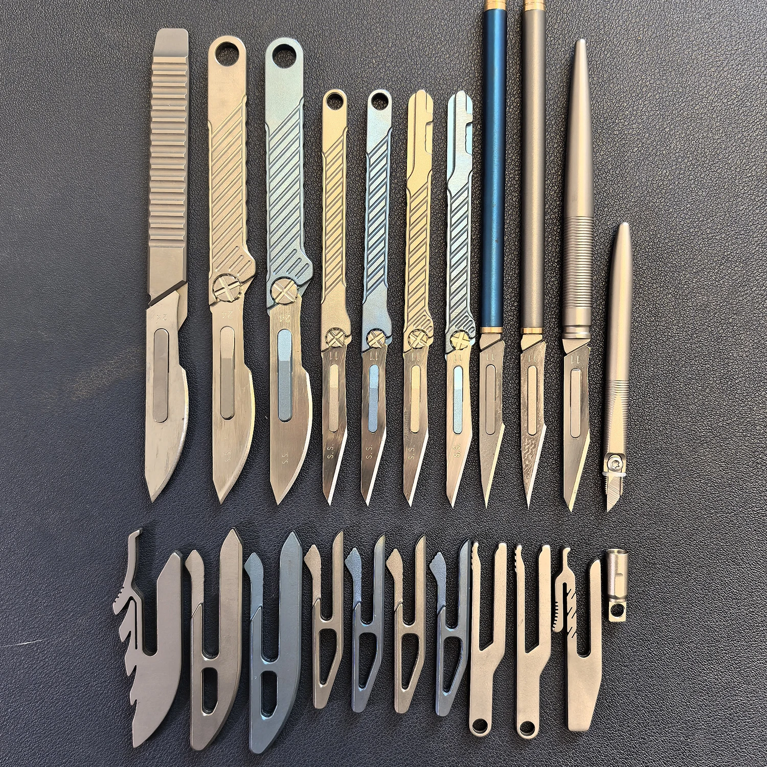 11Styles Titanium Alloy Utility Knife Pedicure Paper Knife Can Replace NO11/24 Blade EDC Portable Carving Knife Unpacking Tool