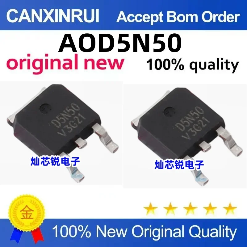 (5-100 piezas) Nuevo chip IC original AOD5N50 D5N50 TO-252
