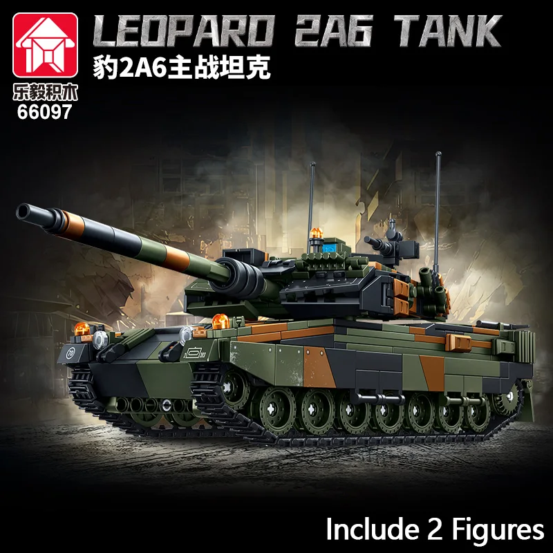 Armored Vehicle Army Military Soldiers SWAT Leopard 2A6 Main Battle Tank Assemble Building Blocks Bricks Children's Toys Gift