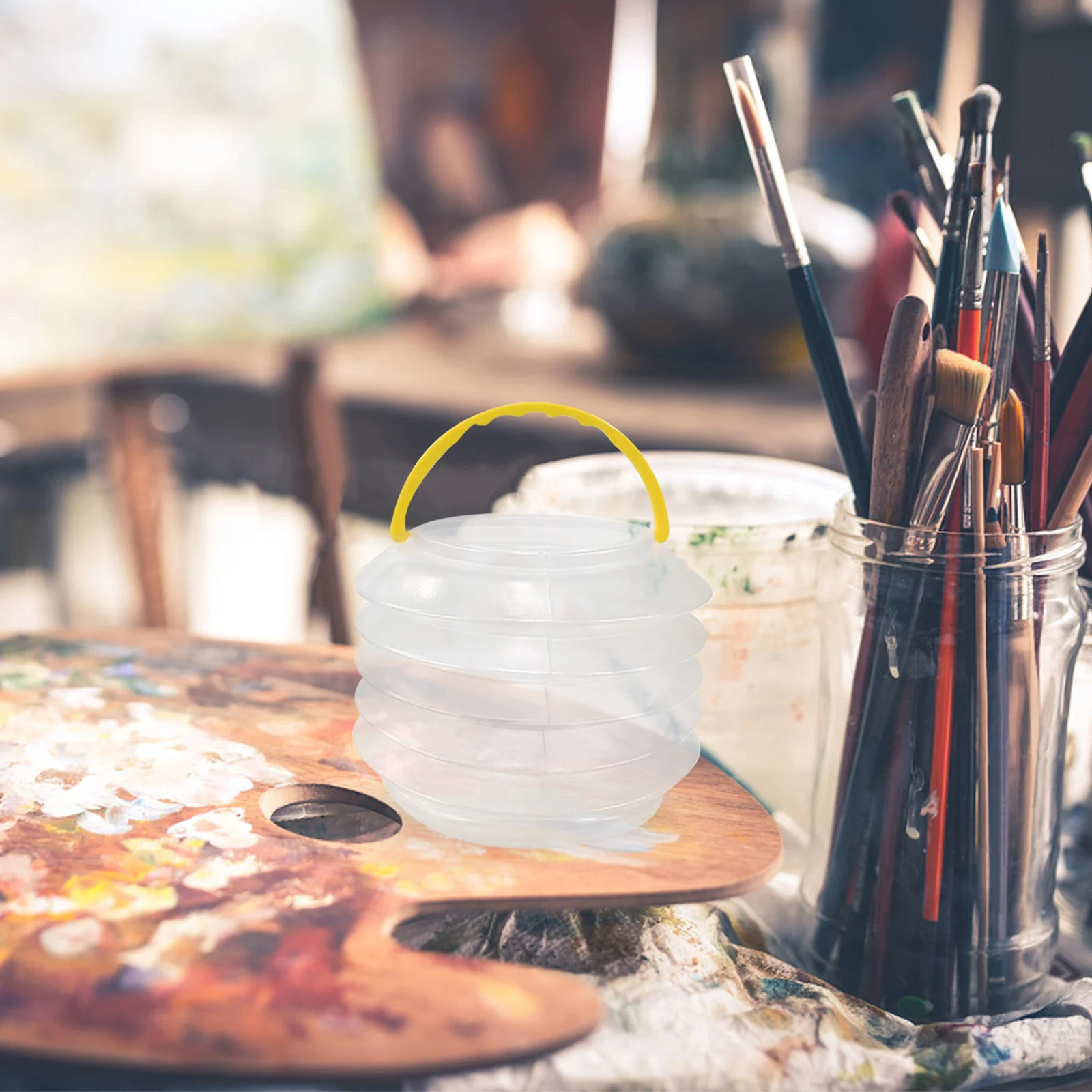 4 stuks transparante opvouwbare kwastwasemmer opvouwbare draagbare wascontainer voor aquarel gouache