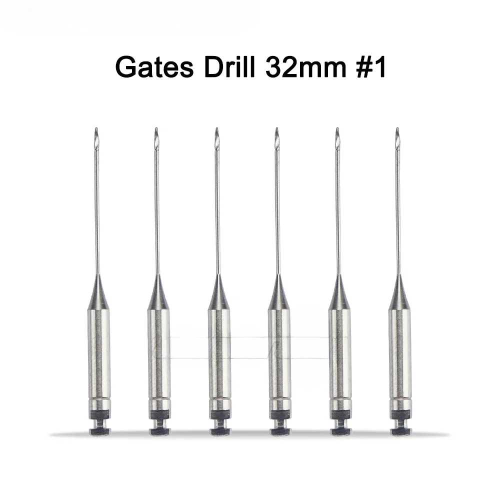 6Pcs/Pack Dentas Endodontic Gates Drill Glidden Rotary 32mm Engine Use Stainless Steel Endo Files #1-6