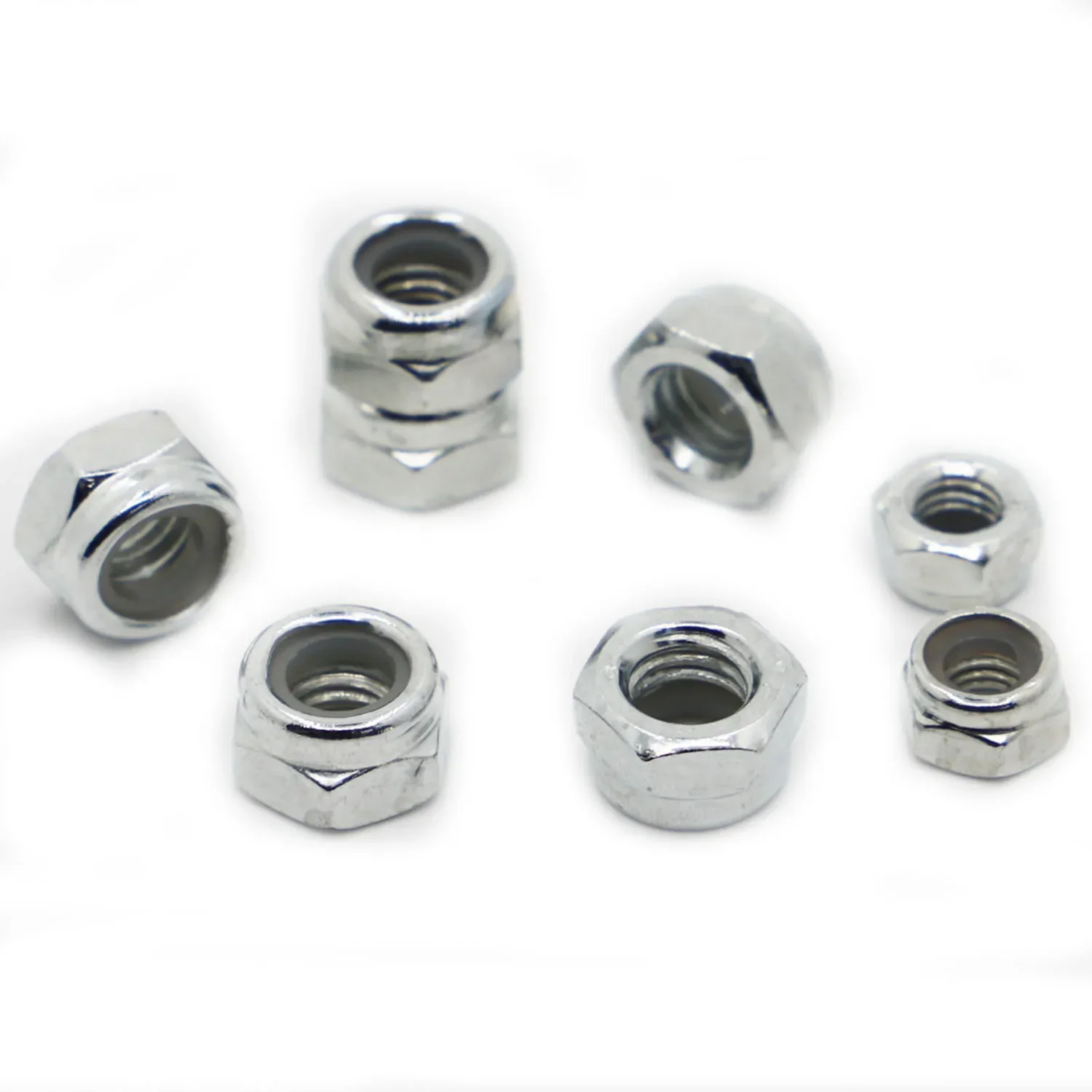 M2 M2.5 M3 M4 M5 M6 M8 M10 M12 M16 DIN985 Zinc-plated Carbon Steel Self-locking Nut Nylon Lock Nut Locknut Slip Nylon Hex Nut