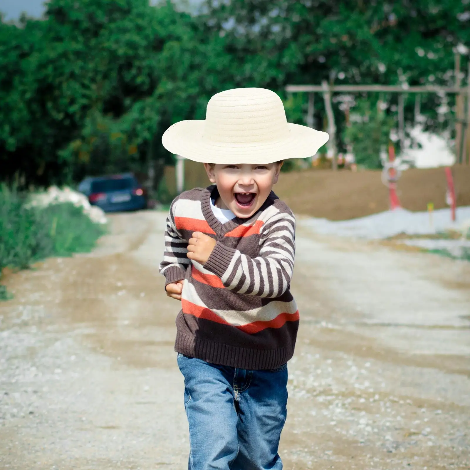 6 Pcs Painted Blank Hat Children Diy Kids Hats Sun Visor Straw Parent-child Beach