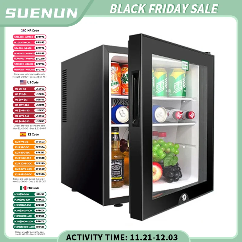 40L small refrigerator Single door Mask tea preservation cabinet Freezer with transparent glass doors