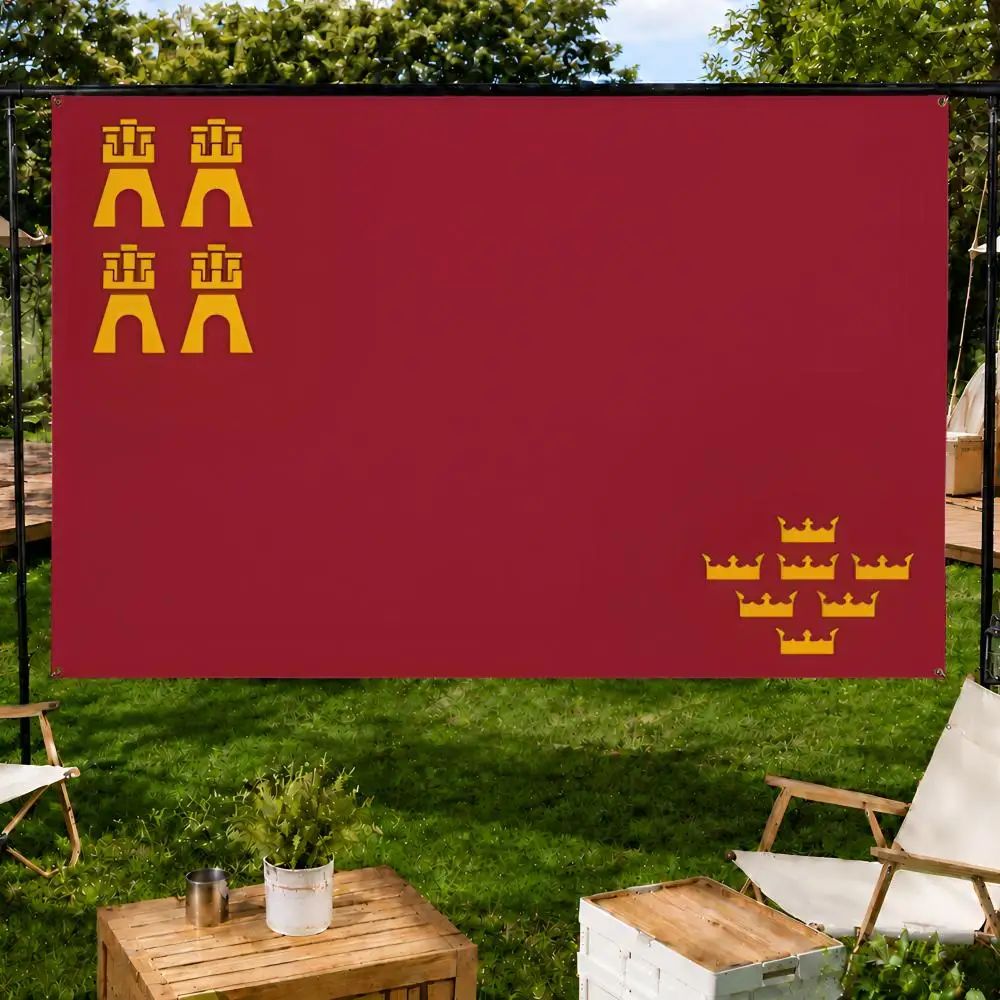 Travel Art R-Region of Murcia Spain Flags Fan support, home, dormitory, wall decoration, outdoor camping, party banners, gifts