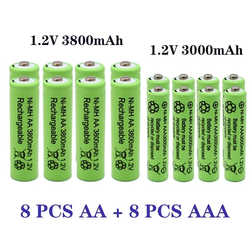 1,2 V AA 3800mAh NI-MH Akkus + AAA 3000 MAh Rechageable Batterie