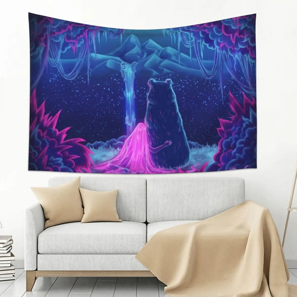 

Girl With The Bear - Fantasy artwork Tapestry
