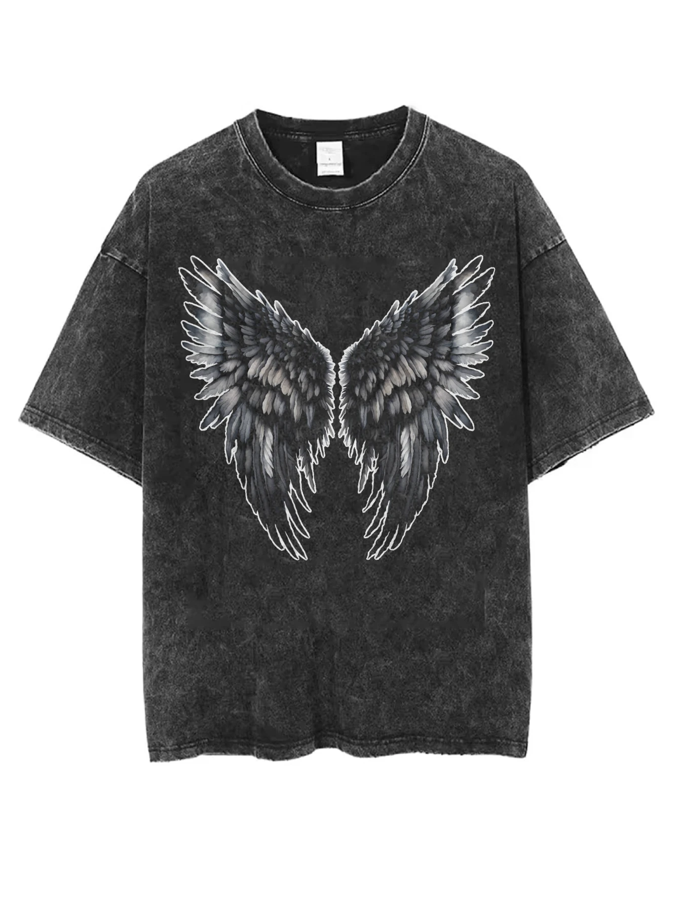 تي شيرت نسائي أسود مغسول برقبة دائرية وفضفاض مناسب ومريح بطباعة الهالوين ملابس كاجوال شتوية الأكثر مبيعًا