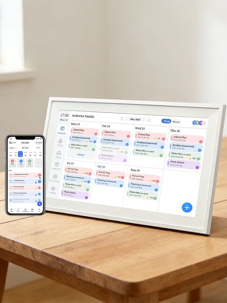 Digitale kalender 15,6-inch elektronische kalender en koortafel met intelligent touchscreen interactief display voor het gezinsrooster - afbeelding 2