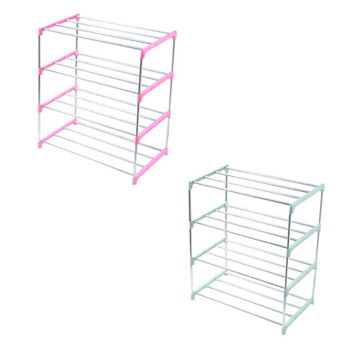 

Stainless Steel Multi-function Storage Rack Household 4 Tiers Shoes Shelf Slippers High Heels Holder Organizer (Random Color)