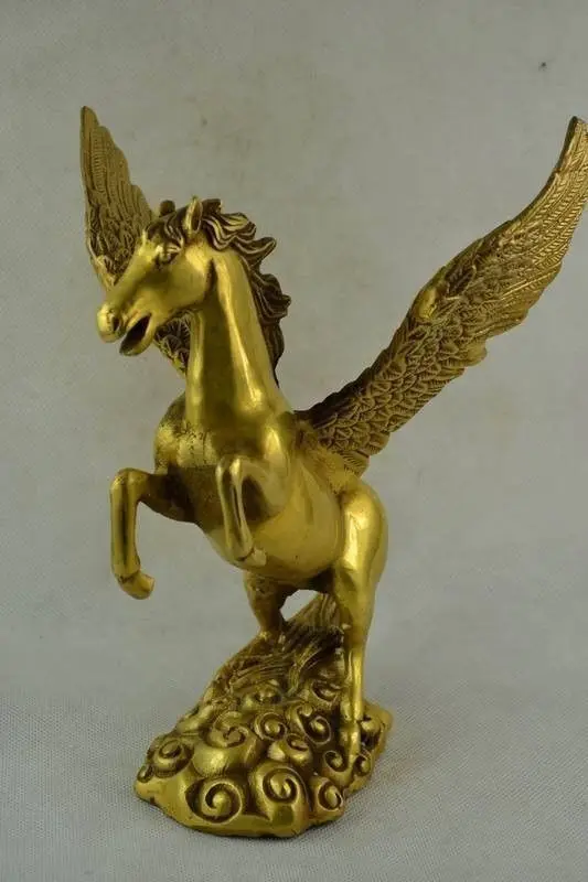 Wonderful Collectibles Old Decorated Handwork Brass Pegasus Statue sculpture