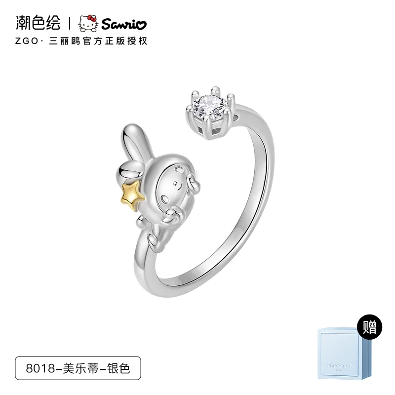 sanrio-–-bague-unie-en-argent-sterling-couleur-originale-peinte-melodie-legere-luxe-haut-sens-cadeaux-d'anniversaire