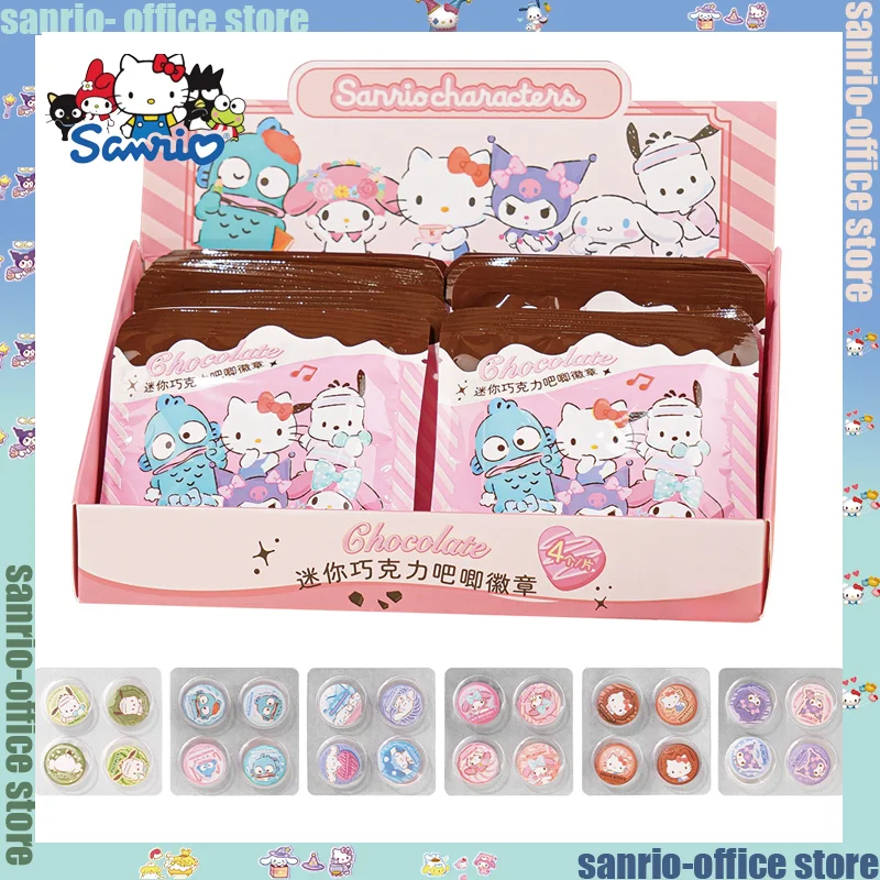 

12pcs Sanrio Mini Badge Kawaii Kuromi My Melody Cinnamoroll Hellokitty Cartoon Tinplate Metal Badge Gift Bags School Supplies