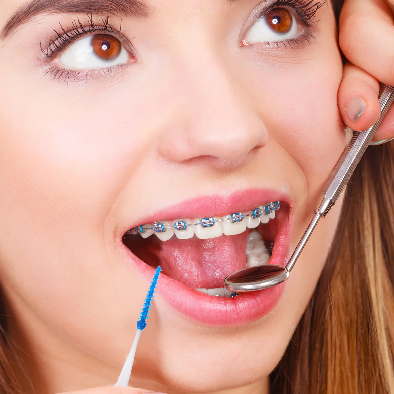 400 قطعة فرشاة بين الأسنان المزدوجة نهاية سيليكون رئيس نظيفة الأسنان الفجوات المحمولة الأقواس فرشاة الأسنان خيط تنظيف صغير للعناية بالدعامة