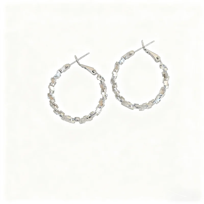 

Elegant Textured Hoops S925 Post 316L Stainless Steel Tarnish Free Sparkling Silver Earrings Birthday Commute Gift MURMUR