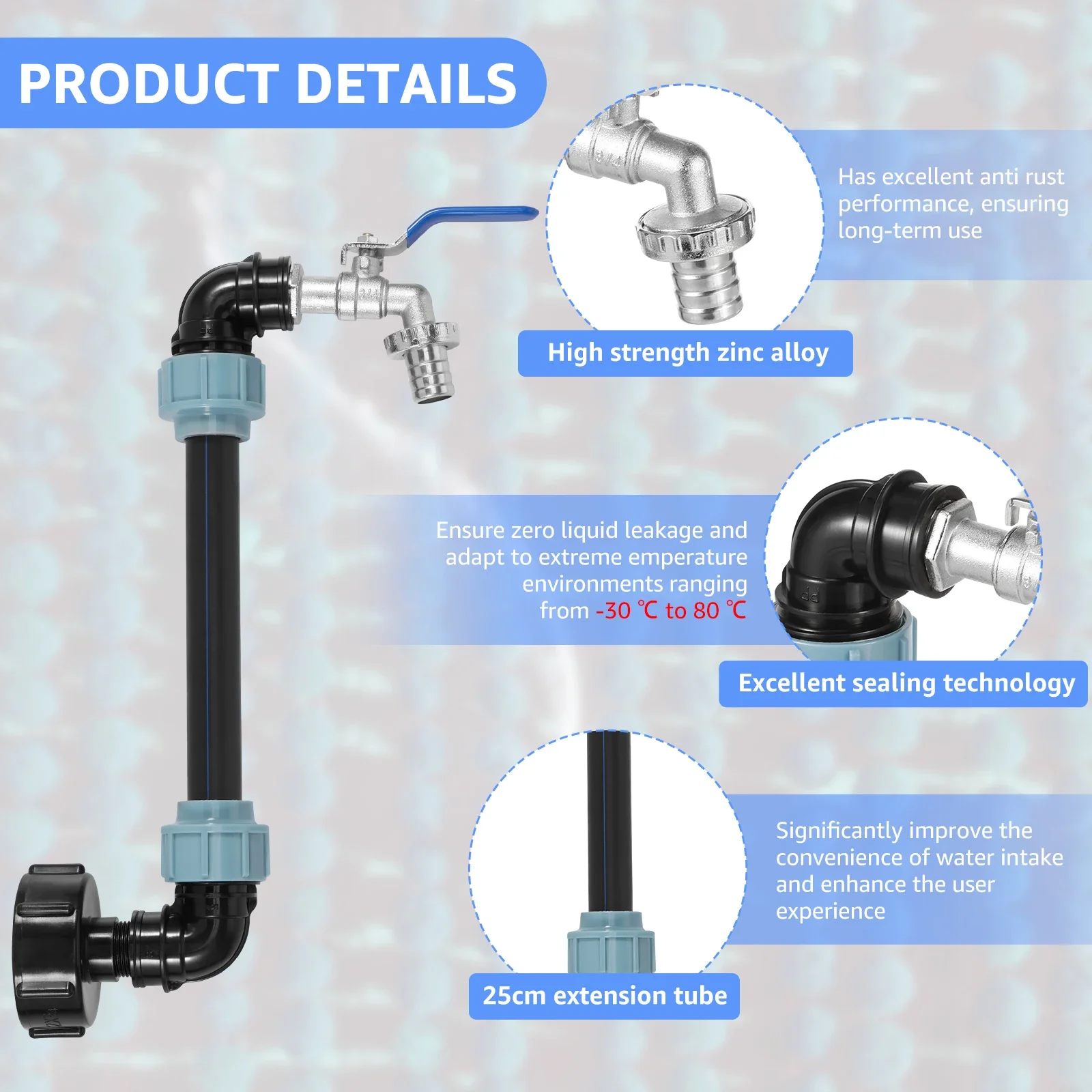 IBC Tank Adapter Set Versatile High Strength IBC Adapter Zinc Alloy And Plastic Connection With 3/4 Inch Standard Tap Interface