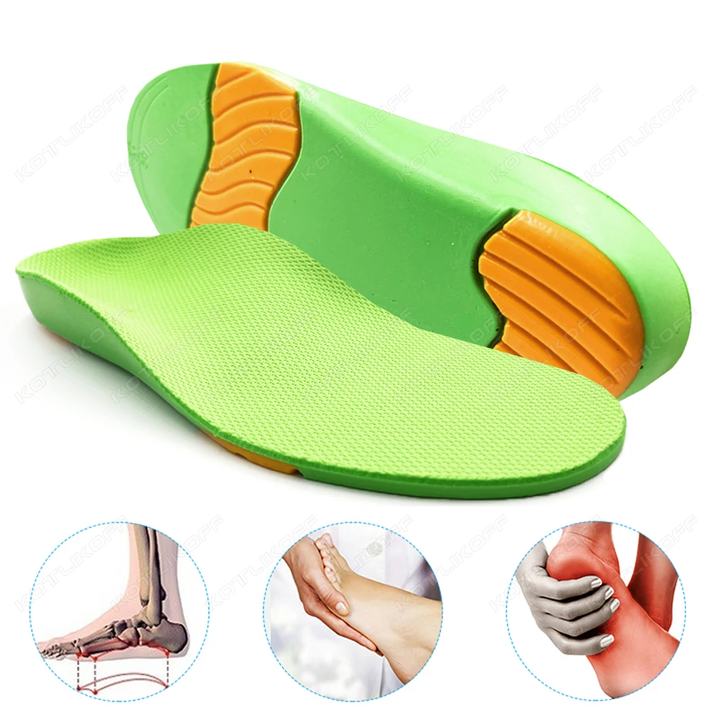Unisex Kids Orthopedic Insoles comfortable Soft Elastic Non Slip Arch Support for Flat Foot Plantar Fasciitis Sneaker Insoles