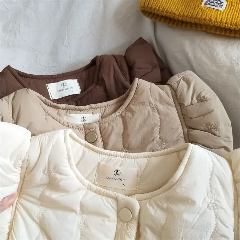 2025 شتاء جديد الأطفال أكمام سترة دافئة طفل الفتيات سترة غير رسمية معطف زائد المخملية سميكة طفل القطن وسادة مبطنة #2