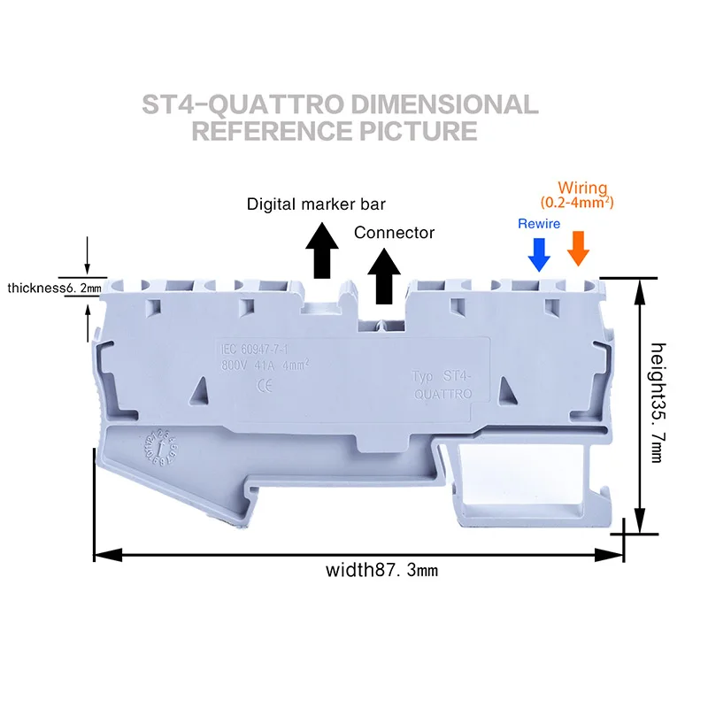 CHFRPU Manufacturer ST4-QUATTRO Two In Two Out Feed Through Din Rail Spring Connection Push In Terminal Blockd