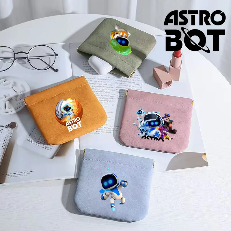 Astro Bot Cute Cosmetic Bags for Women Anime Kawaii Coin Purse Organize Portable Fashion Pouch Kids Automatic Closing Wallets