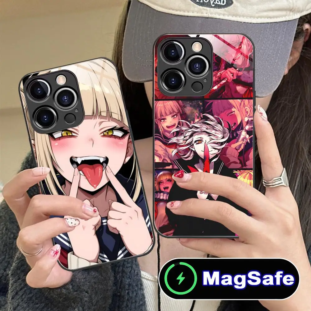 

Чехол для телефона My Hero Academia Himiko Toga для iPhone 16, 15, 14, 13, 12, 11 Pro Max Plus Mini MagSafe, защитный чехол в стеклянном цвете