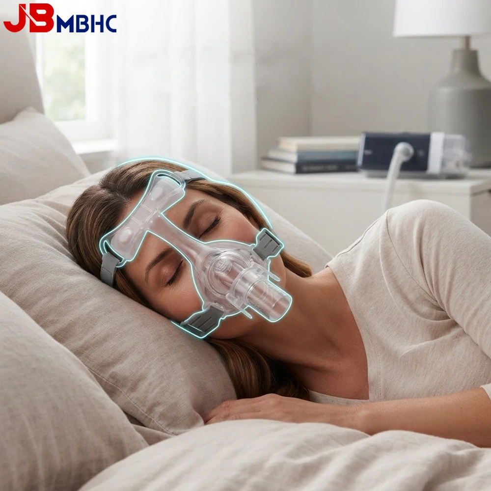 Reusable Replacement CPAP Full Face Nasal Mask with Frame, Elbow/Swivel & Silicone Cushion, Suitable for Various of CPAP Machine