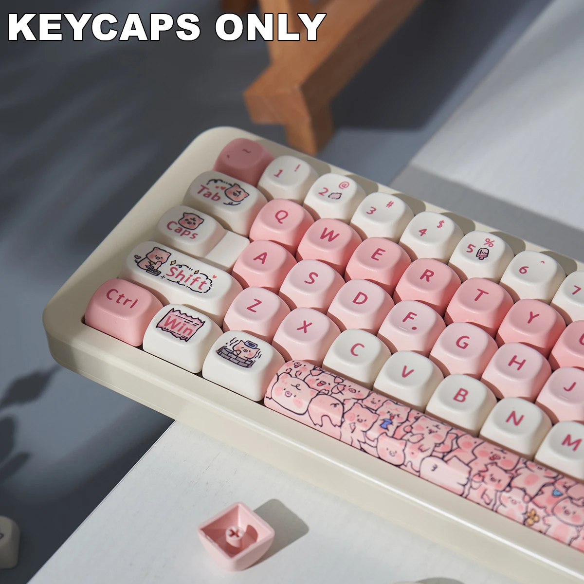 131 Keys Cute Piggy PBT Keycaps MOA Profile Dye-Sublimated Keycap Set for Mx Cherry Gateron Switch Mechanical Keyboard Kit