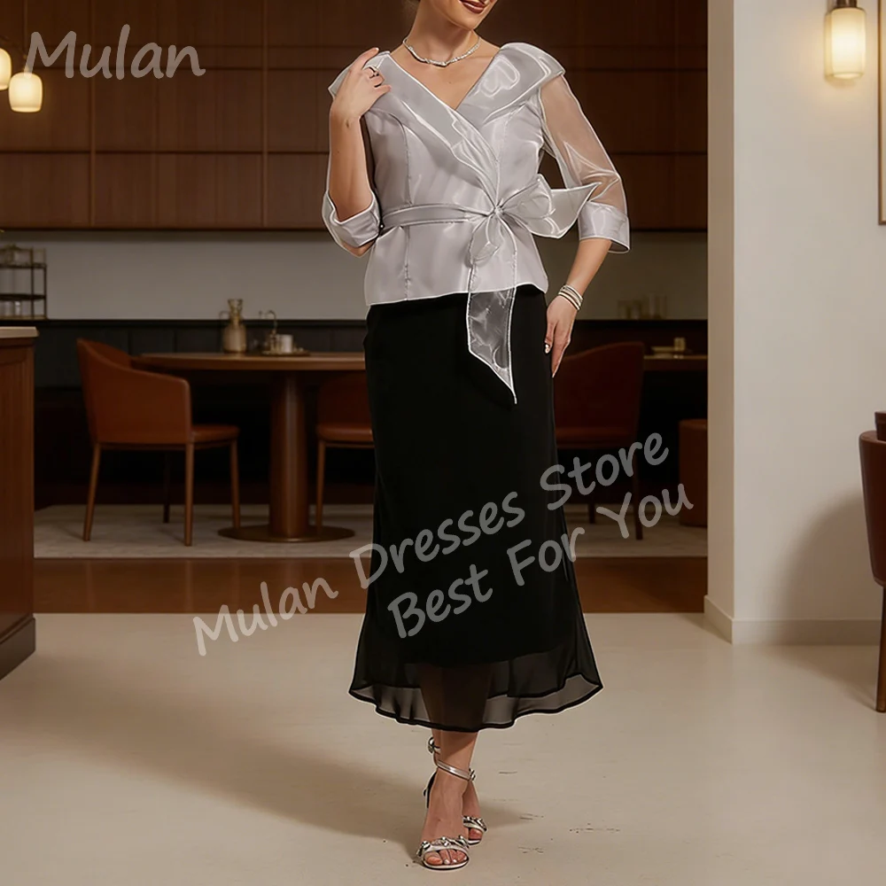 

Customized Elegant Long Mother of the Bride Dresses V-Neck Tea-Length Mermaid Pleats Wedding Guest Party Groom Dress 2026
