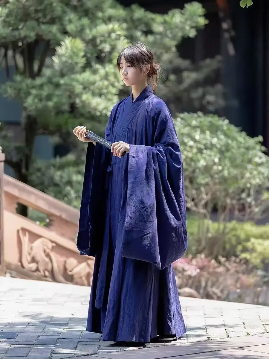 

Men Women Tai Chi Layman Costume Vintage Zen Meditation Monk Exercise Chinese Dress Traditional Natural Cotton Linen Taoist Robe