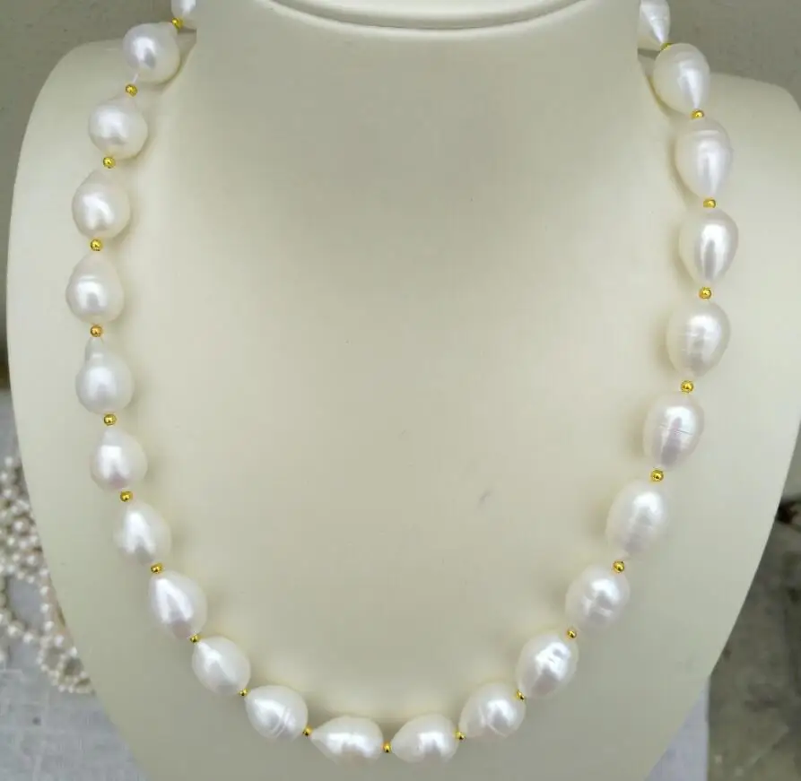 17nch 10x13mm AAA Pear White Akoya Real Natural Pearl Necklace For customization, size, length, please contact