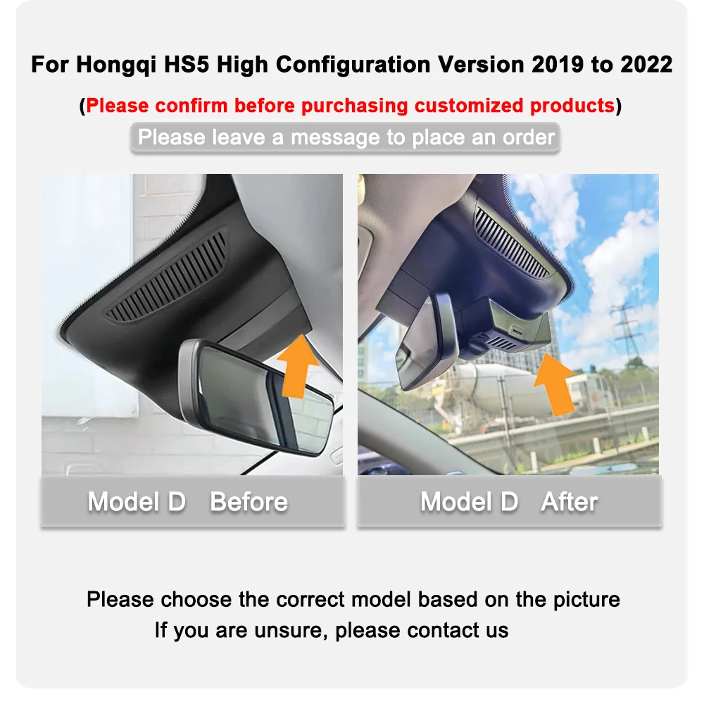 Customized 4K HD Dash Cam For Hongqi HS5 High Configuration Version 2019 to 2022 Car WIFI Dvr Front and Rear Dashcam APP control