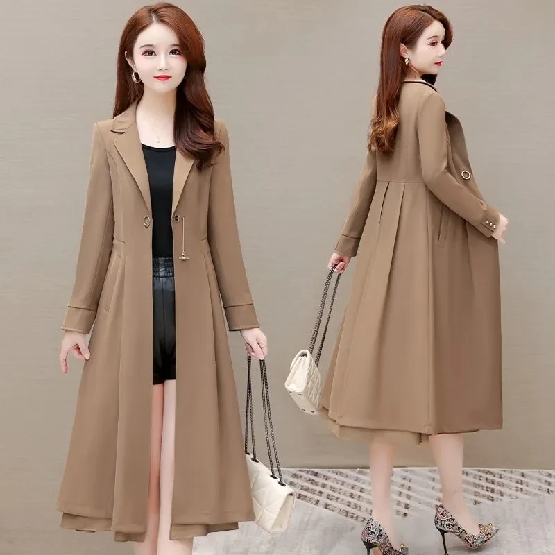 

2024 New Fashion Spring Autumn Women Trench Coat Overcoat Casual Female Loose Long Windbreakers Coats Top-grade Outerwear Femme