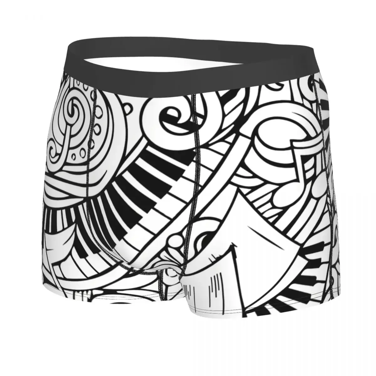 Musical Doodle Socks Men Boxer Briefs Music Notes Highly Breathable Underwear Top Quality Print Shorts Birthday Gifts