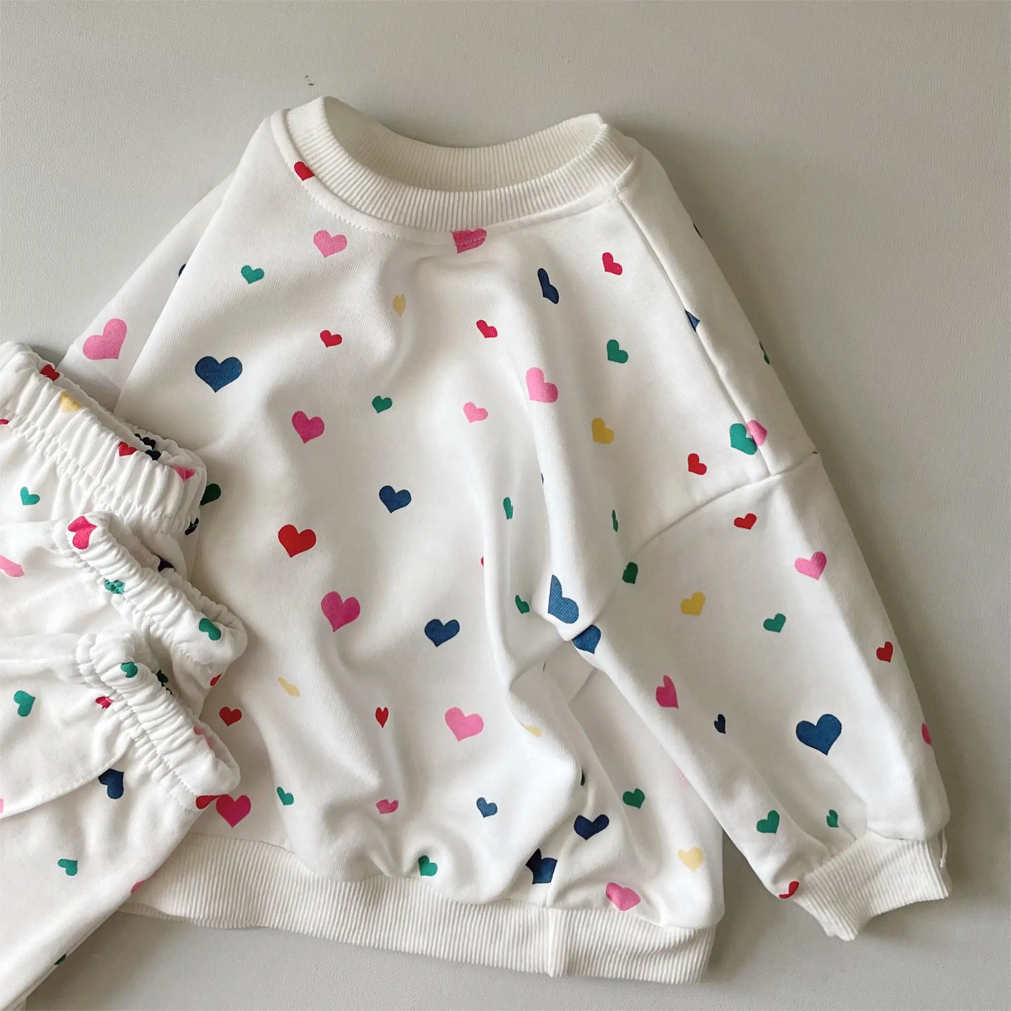 Baby Clothes Infants Baby Girl Boy Love Printing Korean Sweatshirt Trousers Baby 2PCS/Sets Children Tracksuit