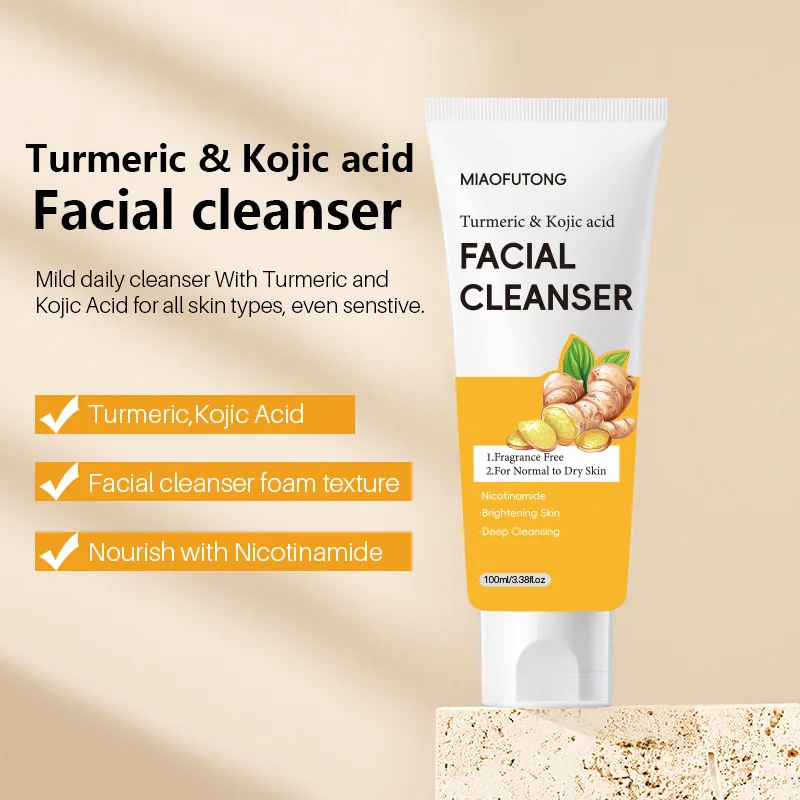 Turmeric Kojic Face Wash Brightening Moisturizing Cleanser for Glowing Skin