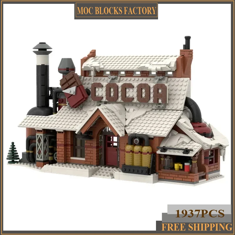 Street View Model Moc Building Bricks Winter Village Chocolate Factory Technology Blocks Gifts Christmas Toys DIY Sets Assembly