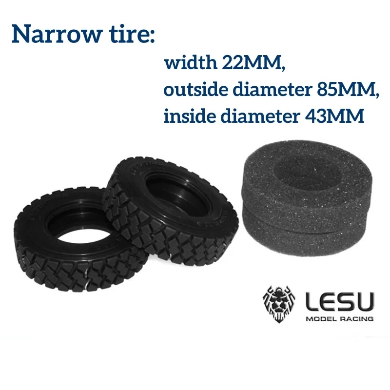 2 Pcs LESU 1/14 Truck Tamiya Trailhead Gravel Tire Skin Mud Dump Truck 85MM Diameter Tire Model Accessories