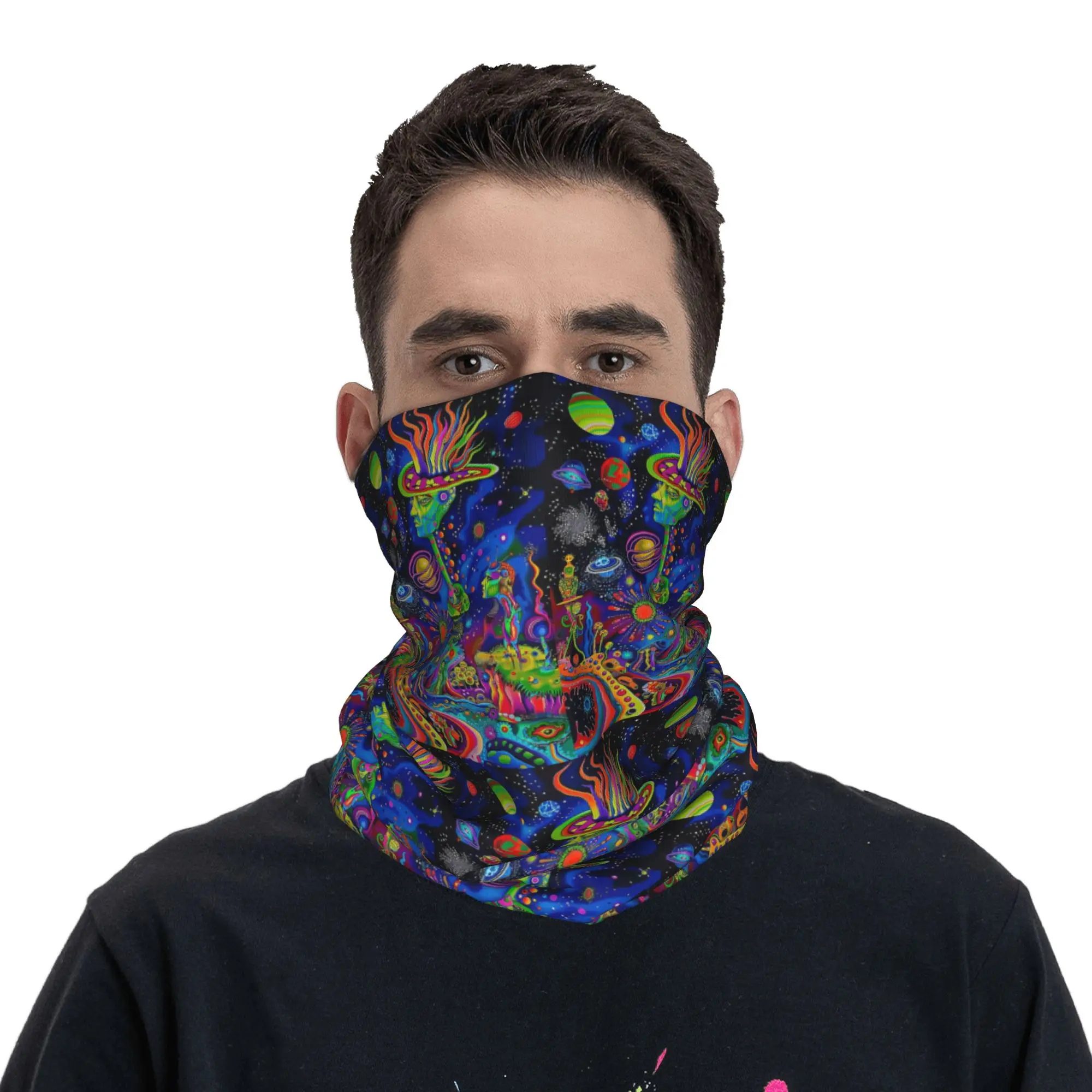 Bgraamiens Alien Fantasy Space for galaxy Design Bandana Neck Gaiter Printed Wrap Scarf Balaclava Cycling For Men Women Adult