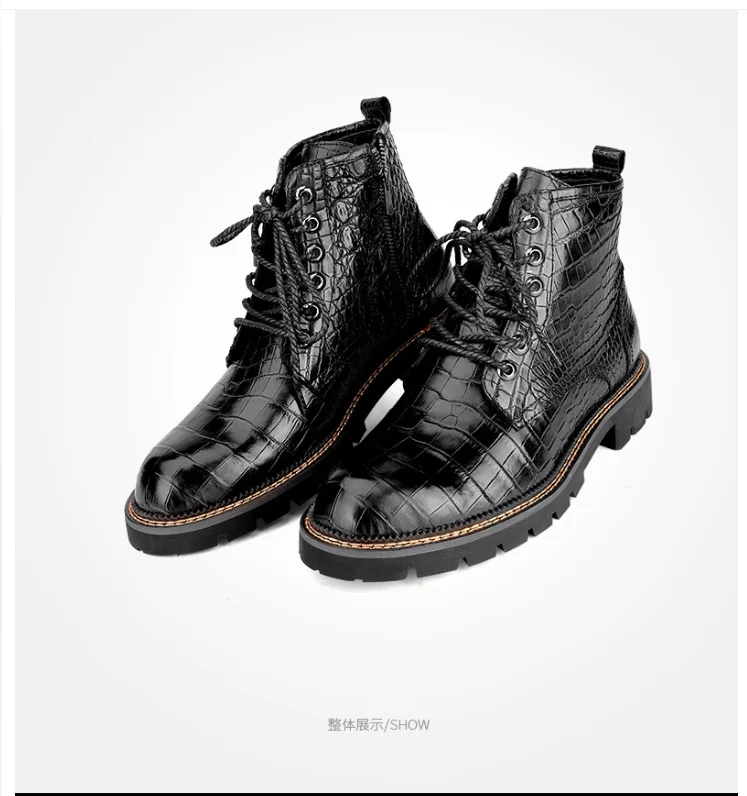 2026 New Genuine Crocodile Skin Men's Winter Boots Shoes Cow Skin Lining Alligator Skin Leisure Sneaker