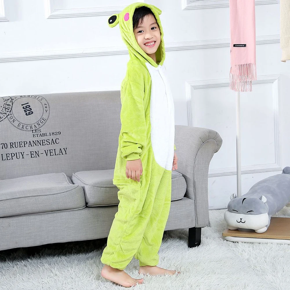 Kigurumi Adult Halloween Onesie Flannel Warm Pajamas Anime Unisex Cosplay One Piece Frog Family Christmas Party Costume Homewear