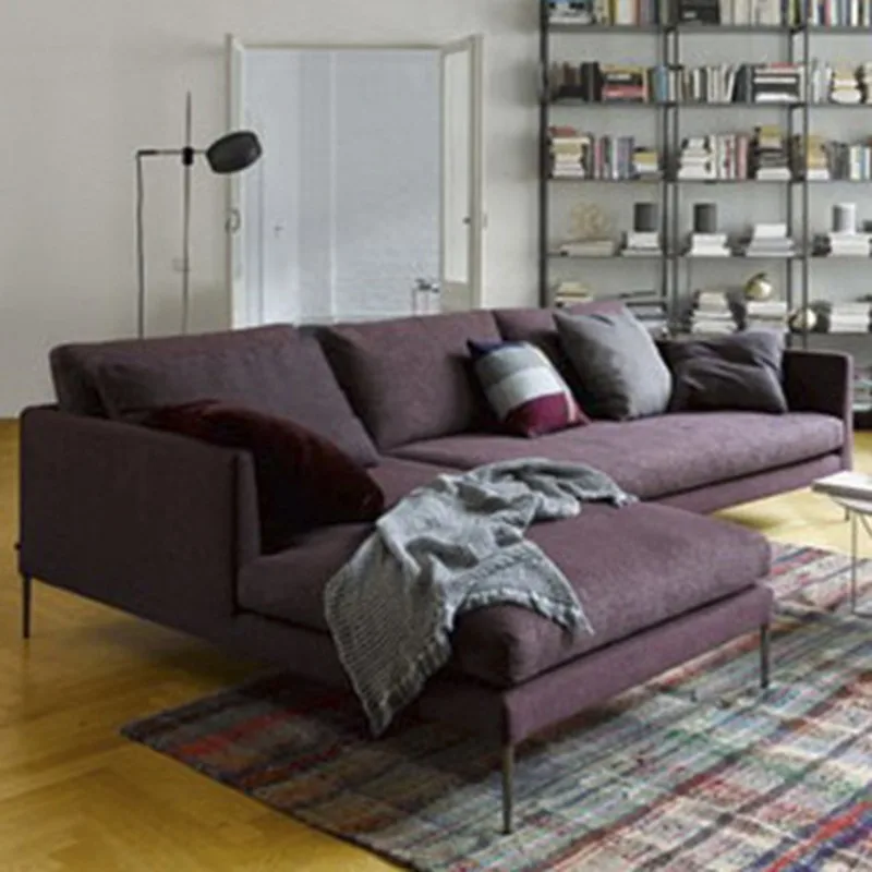 Nordic simple special-shaped leather + cloth sofa 2 + 3 + 4 latex down living room combination