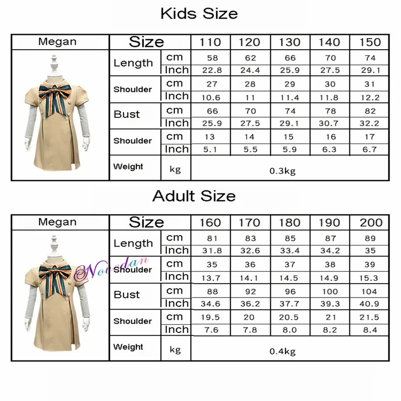 qq45 الكبار الاطفال M3GAN تأثيري حلي شعر مستعار ميغان فستان AI دمية الروبوتات الزي الشعر مجموعة كاملة هالوين ملابس للحفلات للفتيات النساء