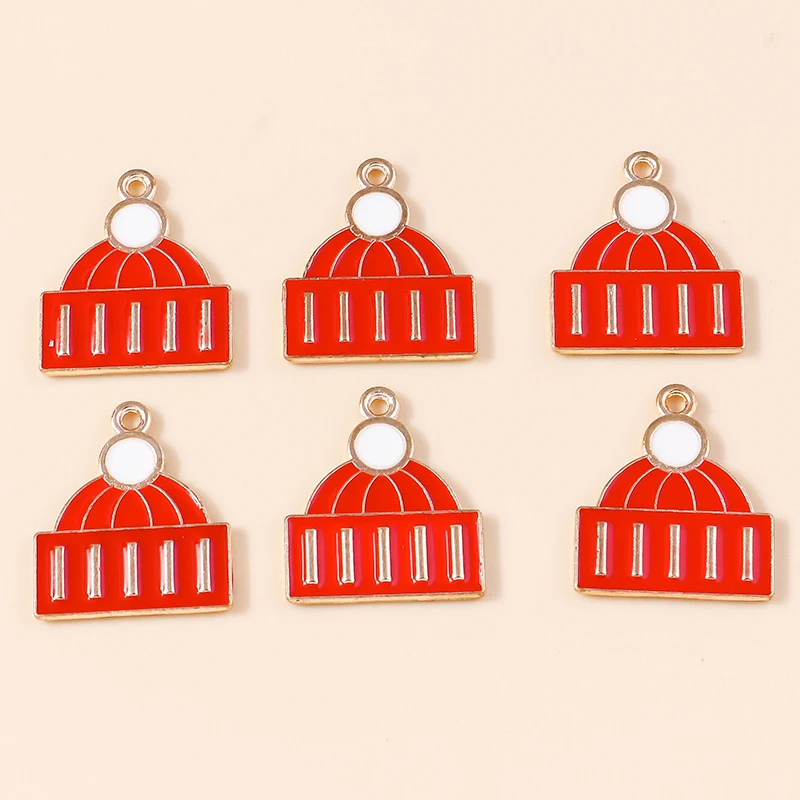 

20pcs 18x21mm Cute Enamel Christmas Hat Charms Pendants for Jewelry Making Drop Earrings Necklaces Bracelet Accessories DIY Gift