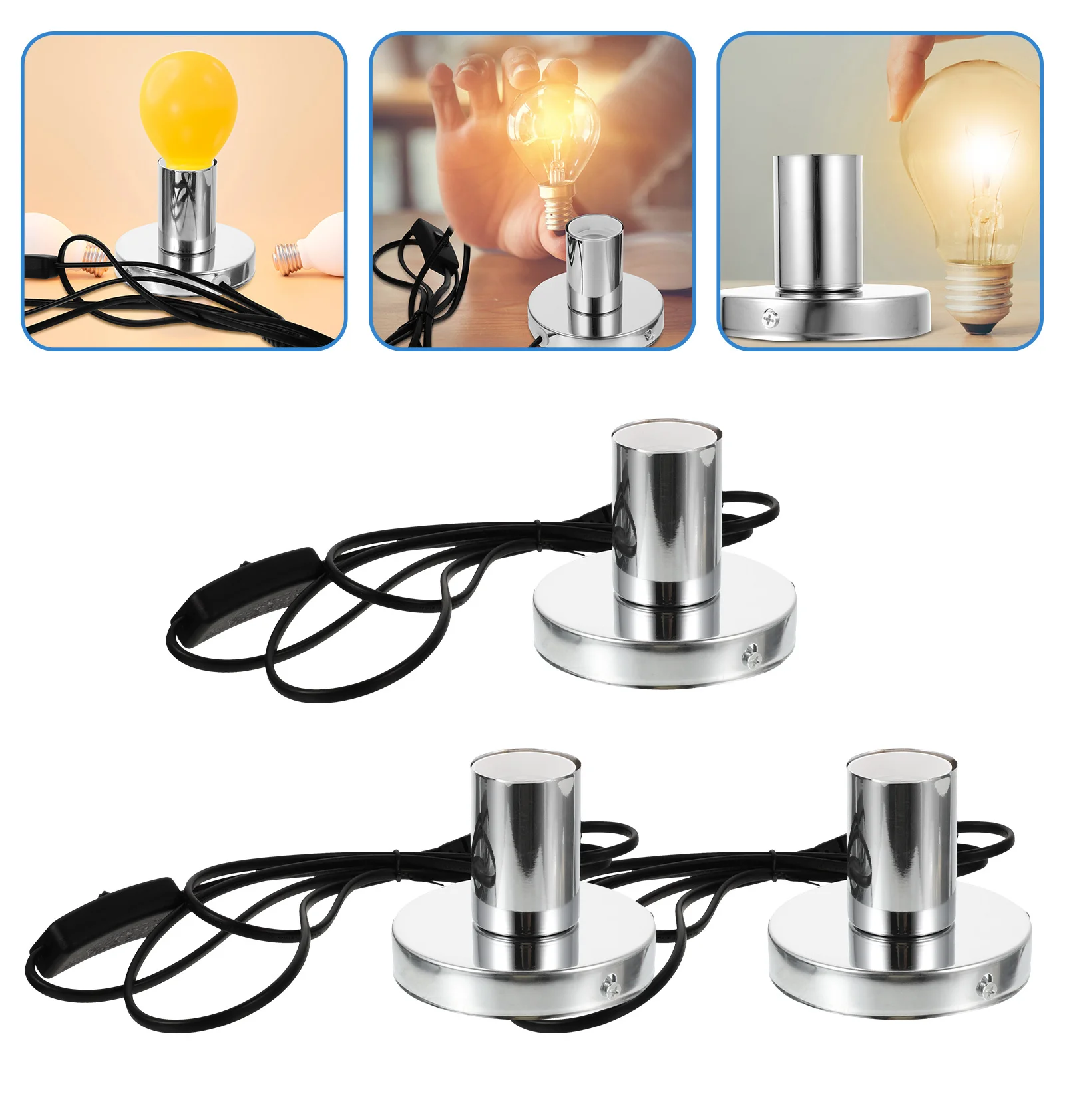 

3pcs E27 Bulb Base Holder Table Parts Parts For Table Lamp Repair Socket Adapter Corded Plug For Diy Lamp Repair Aluminum Base