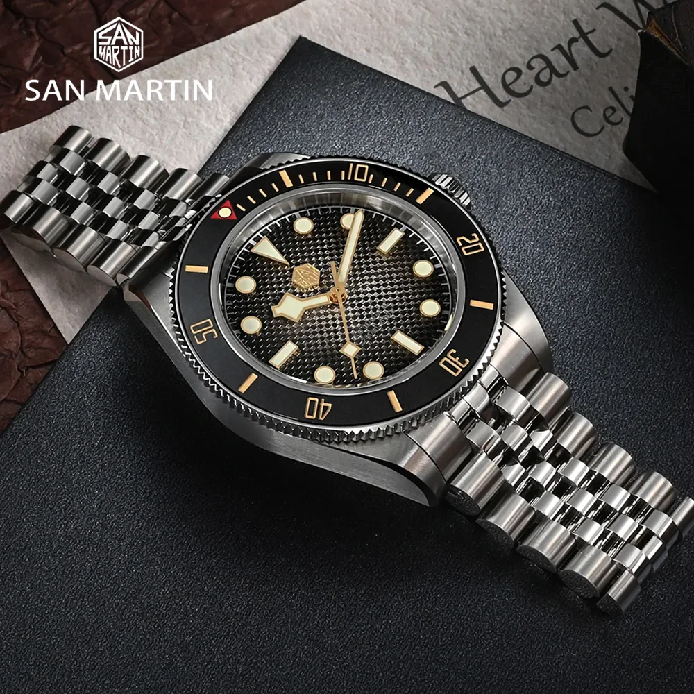 Saint Martin Original 3D Waffle Dial New 40mm Dive Automatic Watch NH35 Men Mechanical Watch  Sapphire Waterproof 200m Luminous